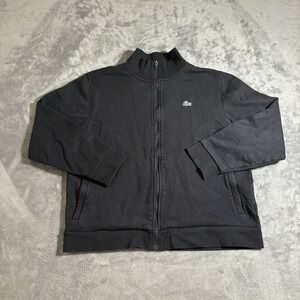 Lacoste Sport Cotton Blend Full Zip Track Jacket Sz XL Black WH8646 Women's